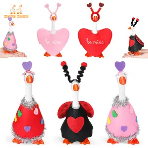 5 Set Handmade Valentine’s Day Outfit Set For Desk Goose,Cute Romantic Clothing for 7 Inch Magnetic Desk Goose Key Holder, Sweet Heart-Themed Desk Decor Gift,Pefect Valentinesday Gift