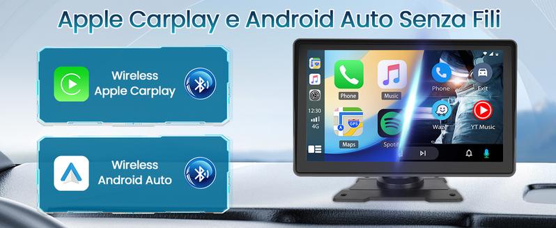 7 Inch Protable Carplay Car Screen, Wireless Android Auto Dash Mount, Car GPS Navigation System with Mirror Link/Bluetooth/FM Transmitter/USB + 12LED Backup Camera