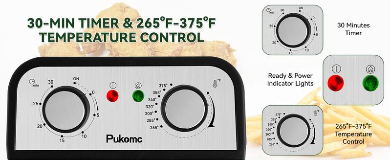 SUSTEAS Electric Deep Fryer with 3 Baskets 5.2 QT Oil Capacity Cool Touch Sides Dishwasher Safe Adjustable Temperature Control with Viewing Window for Home Use - Lid Design