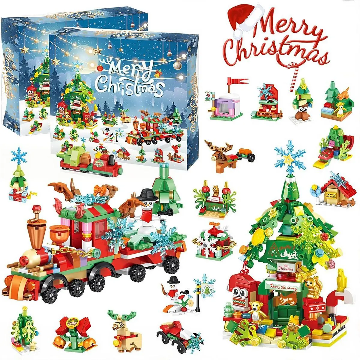 Advent Calendar 2026 Christmas Train Building Blocks Set, 24 Boxes Christmas Countdown, Surprise Toy Kit for Kids Teens Adults