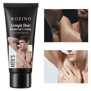 ROZINO Men's Armpit Hair Removal Cream 60g Mild Non-Stimulating Whole-Body Depilation Black Soft Tube for Painless Hair Removal