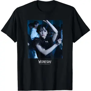 Wednesday Dark Dancing Queen Wednesday Photoreal & Logo T-Shirt Halloween Horror Movie Fashion Cotton Breathable Y2K Street Style T-Shirt Holiday Gift