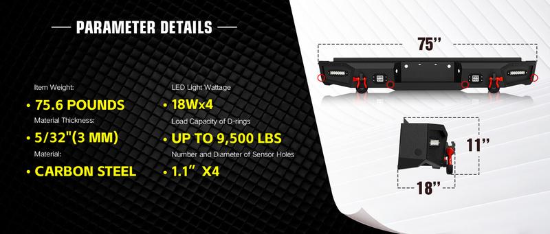 for Ford F250 F350 F450 Front & Rear Bumpers Compatible for 2011-2016 3rd Gen Super Duty w/Winch Plate