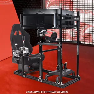 Supllueer 3060 Aluminum Racing Cockpit (Triple Monitor Mount + Seat Included) Compatible with Logitech (G29/G920/G923) & Moza (R5/R9/R12/R16). Cockpit only — wheel base & peripherals sold separately.