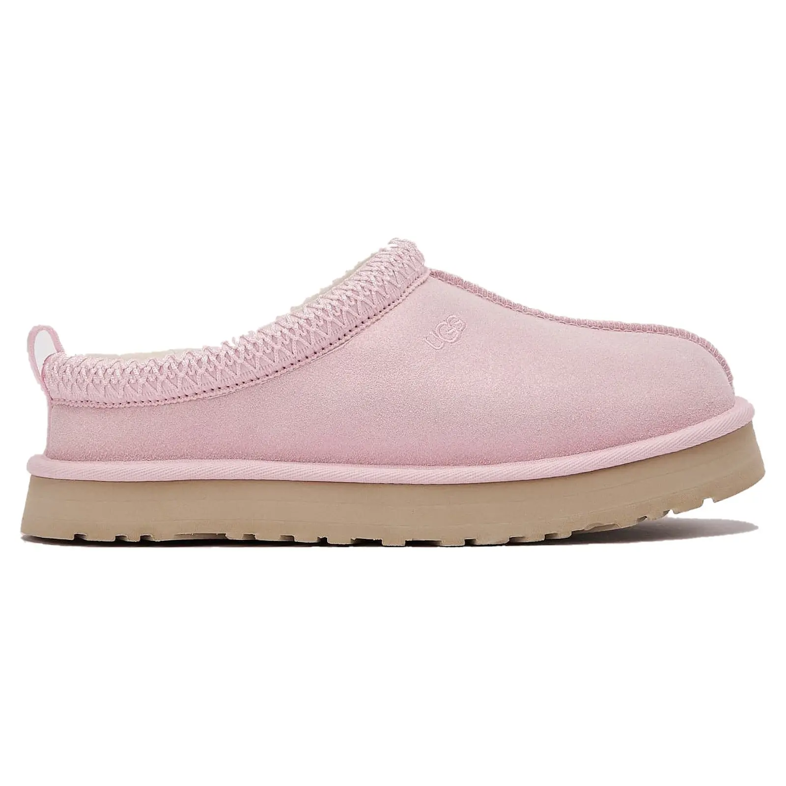 UGG Women's Tazz Dazzle Platform Slip-On Slipper - Authentic, Ribbon Candy Pink Fabric, Cozy Sparkling Slide-On Indoor Bedroom House Footwear, Indoor Bedroom Footwear
