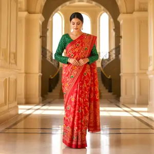 Lightweight floral print saree only