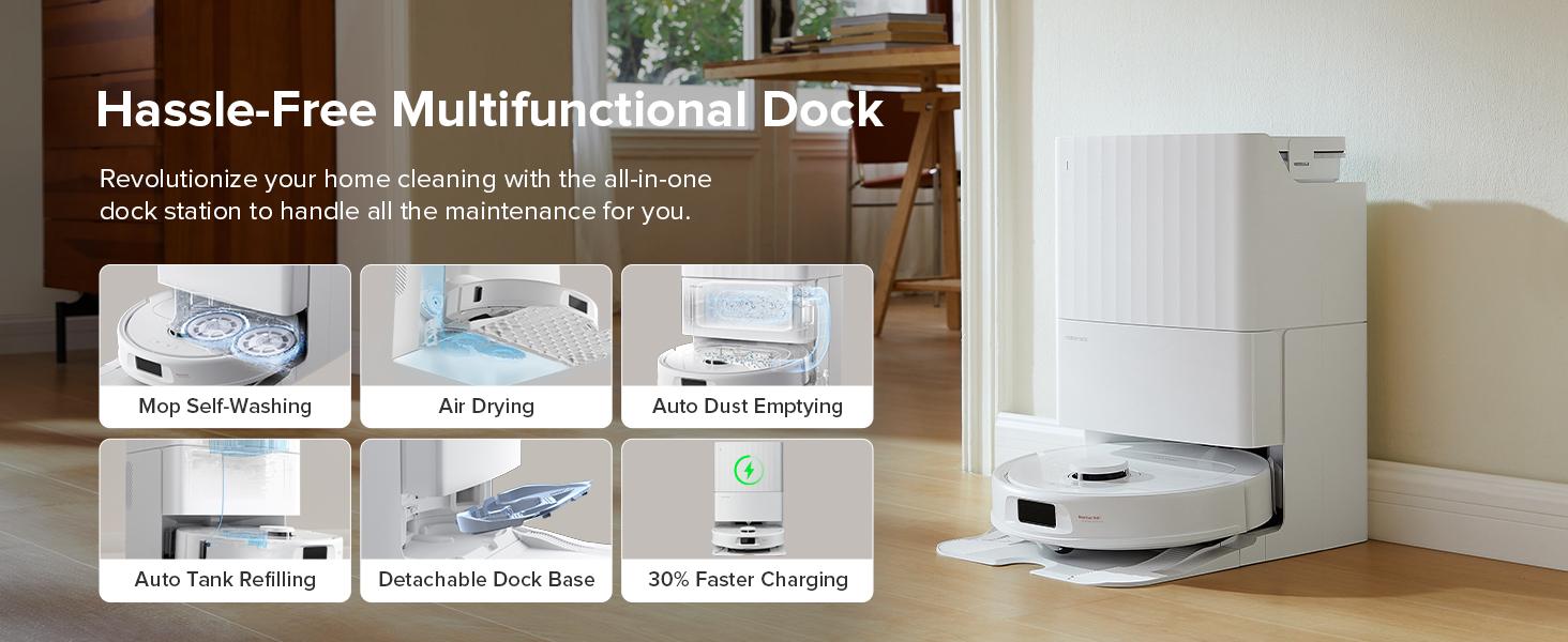 Roborock Qrevo Series Robot Vacuum and Mop (QV 35A), 8000Pa Suction, Anti-Tangle Brushes, Smart Obstacle Avoidance, Auto Mop Washing, All-in-One Dock, 200RPM Spinning Mops #GiftedInLove