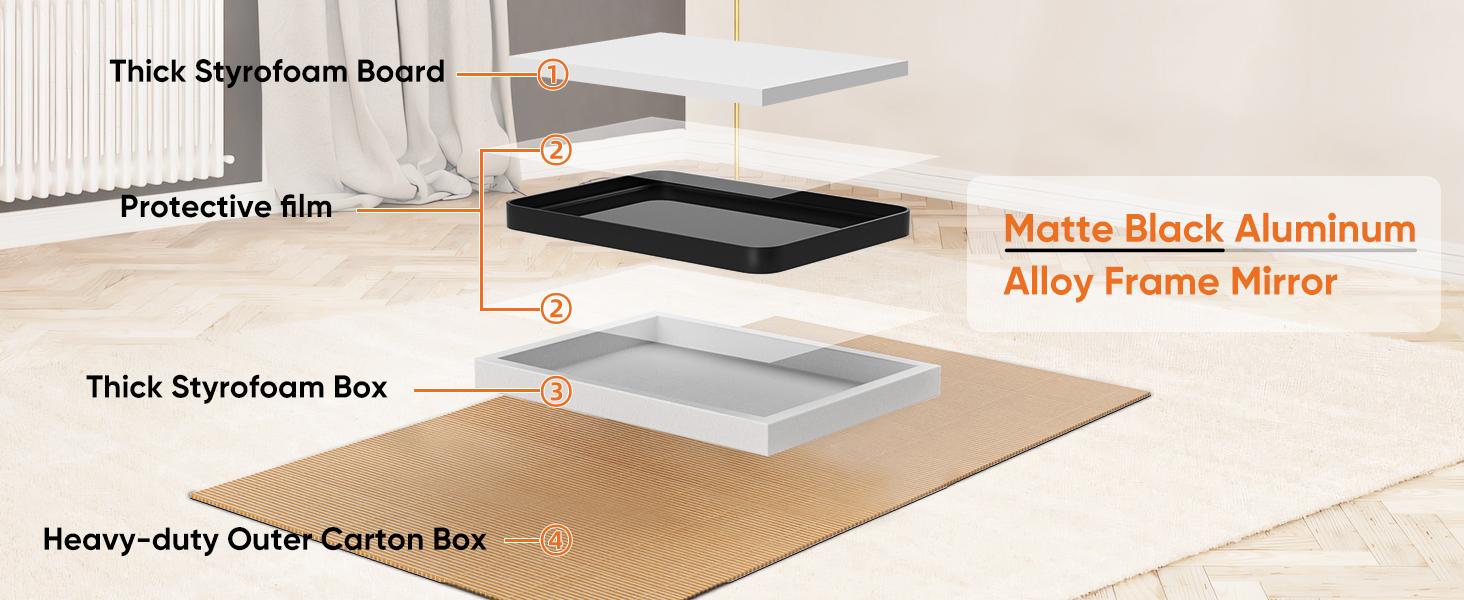 Rounded Rectangle Mirror Black Metal Framed Bathroom Vanity Mirror for Restroom Farmhouse Anti-Rust Tempered Glass Horizontally or Vertically Hanging