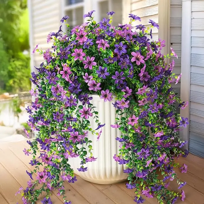 2/4/6Pack Artificial Morning Glory Vine, Faux Flower, Spring/Summer Decoration Decorative Flowers for Home Party Wedding Outdoor Yard Wall Hanging, Ornaments, Mother's Day Gifts