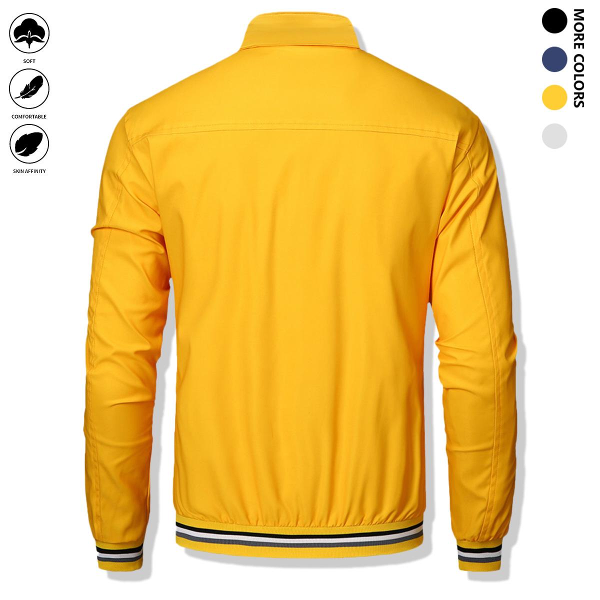 Men's casual pilot jacket, stylish fully-matched fashion zipper crew-neck polyester 100% long-sleeved non-stretch woven coat