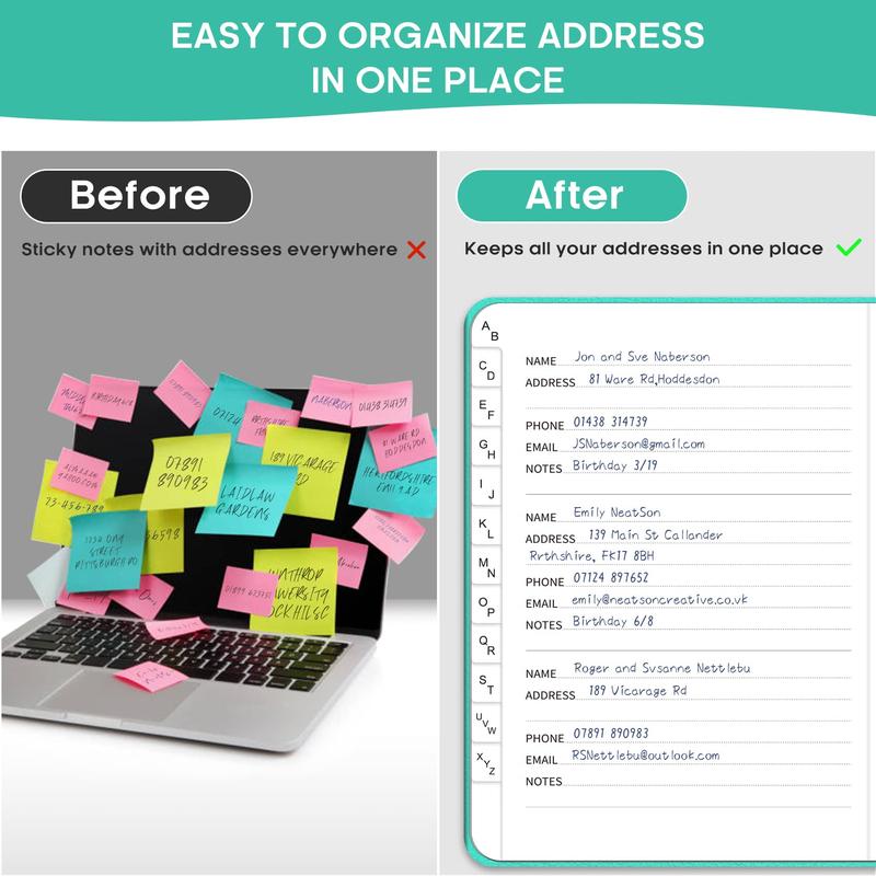 Address Book with Alphabetical Tabs, Hardcover Address Book Large Print for Record Contacts, Small Address Book to Store All Your Important Informations in One Place
