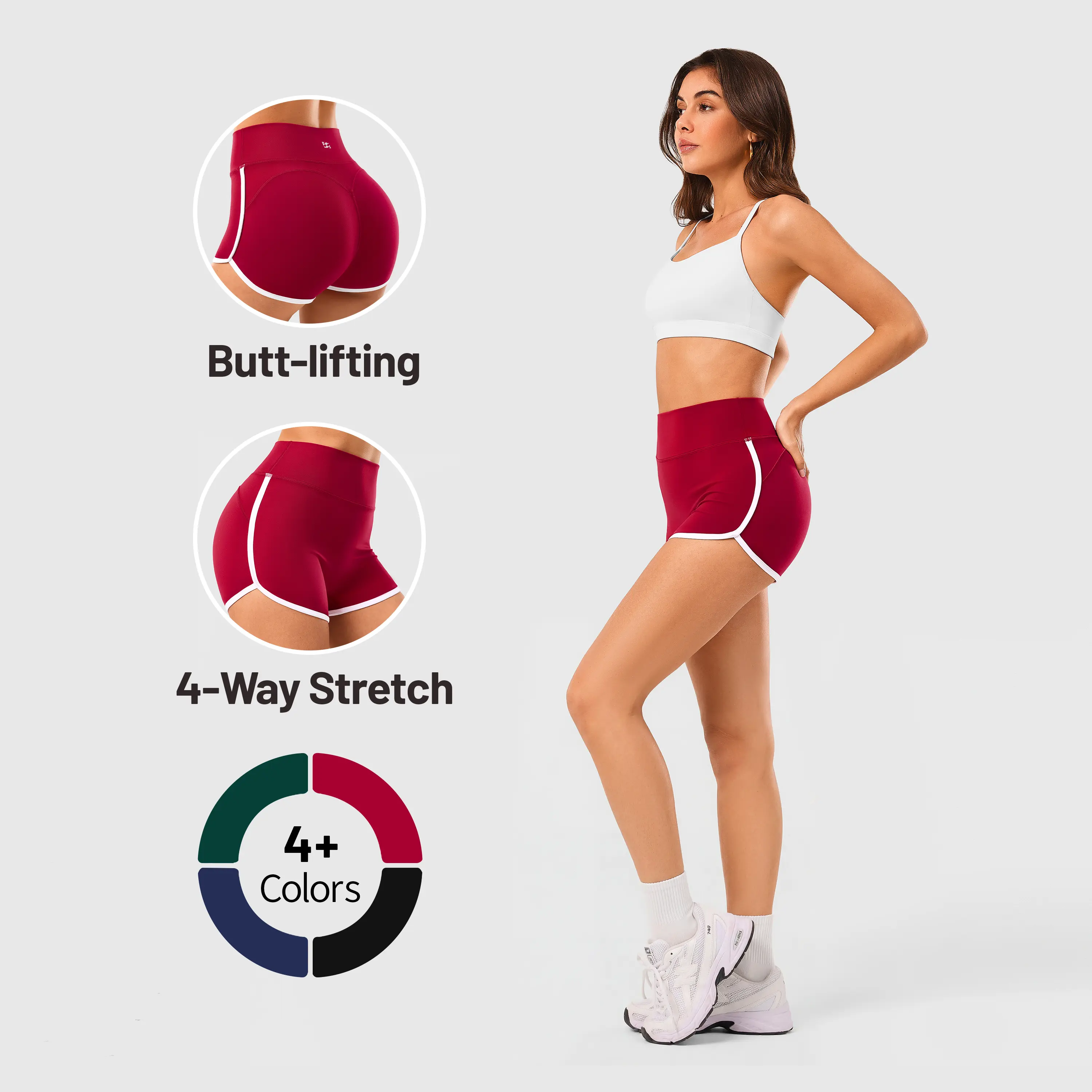 Inno Mint Women's High Waisted Booty Lifting Shorts, 4-Way Stretchy Nylon Spandex with BBL Effect for Gym Workouts, Gym Clothes Women, Elastic Waist Shorts, Active, Yoga