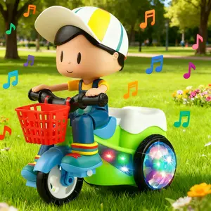 Children's Electric Riding Toy Stunt Tricycle with 360 Degree Rotation, Featuring Lighting, Music, Twisting, and Obstacle Avoidance for Toddlers Christmas Gift Idea