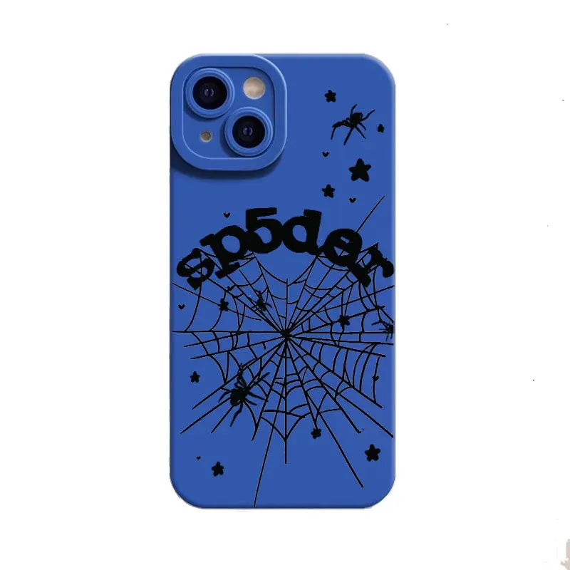 Gothic Y2K Spider Web Phone Case for iPhone 11 12 13 14 Plus 15 16 E 17 Pro Max Air & Samsung S21 S22 S23 S24 S25 S26 Ultra Plus, Aesthetic Blue Gothic Streetwear Style Shockproof Protective Cover, Lightweight, Customized