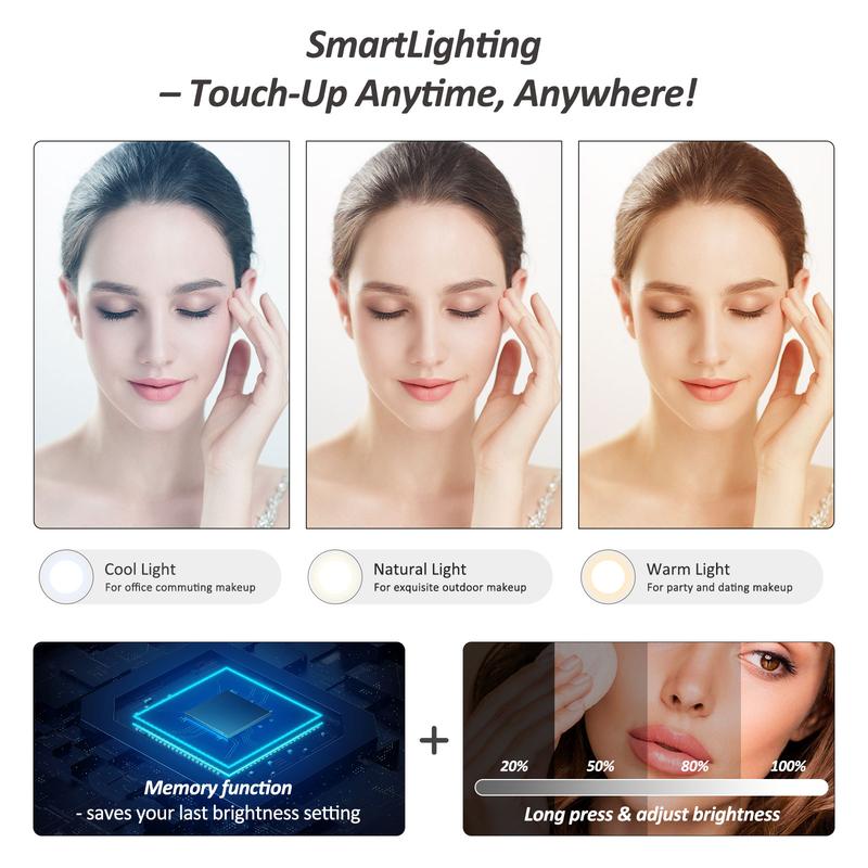 Behaesty Portable Makeup Bag with 3-Color LED Light Detachable Mirror 2000mAh USB Rechargeable Waterproof PU Leather Organizer Compact Travel Cosmetic Pouch Vanity Purse  Zip TikTokShopBlackFriday