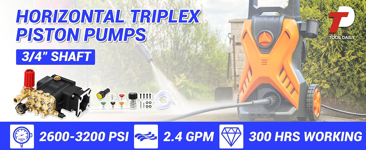 Tool Daily Horizontal Triplex Pressure Washer Pump Replacement for Simpson 90036 MSH3125 Honda GC190 GX200 GX160