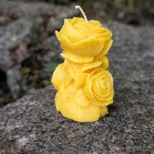 Realistic 3D Floral Handmade Candle - Vibrant Orange Yellow & Red Rose Design for Aesthetic Home Decor