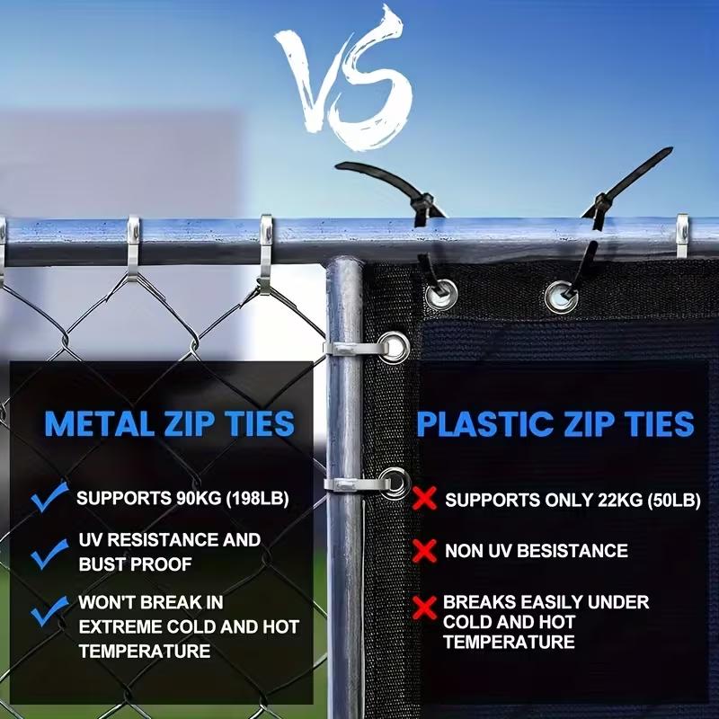 100Pcs Metal Zip Ties,304 Stainless Steel, Heavy-Duty Self-Locking Cable Ties, Suitable for Exhaust Wraps,Chain Link Fencing, Wire Fence Installations, and Outdoor Poultry Enclosures,Must-have to diy,Tiktok shop deal -YY