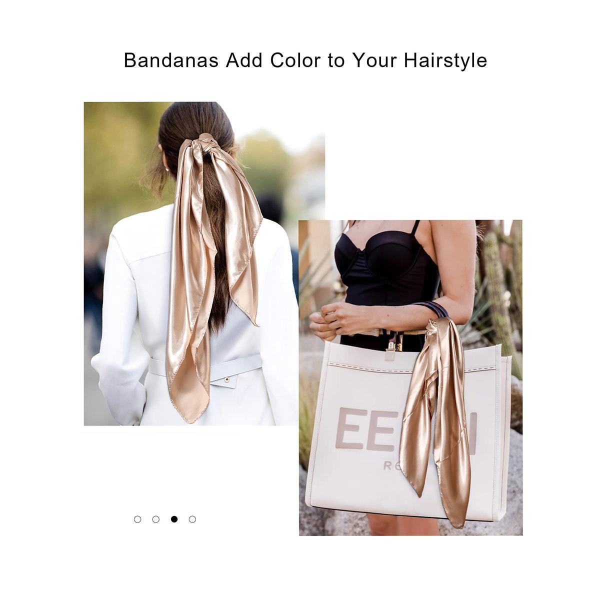 AWAYTR 3PCS 35” Large Square Head Scarf Fashion Hair Scarves Bandana Scarf Headscarf Women's Silk Feeling Scarf Head Wrap