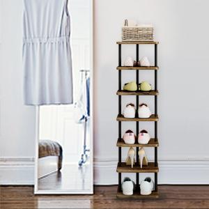 Shoe Rack 7 Tier Vertically Adjustable Storage Organizer Narrow Metal Ultra-thin Shelf, Modern Independent Shoe Tower, Saves Space in The Wardrobe Entrance and Bedroom, Simple Structure, Easy Assembly, Screw Fastening, Safe and Stable Deals For You Days
