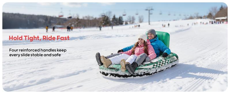 QPAU Heavy-Duty 2-Person Inflatable Snow Sled with Premium Canvas Cover, Backrest, Reinforced Handles, Tow Strap & Locking Seal for Kids & Adults Family Fun 63.5" x 33.5" Supports 500 lbs Winter Inflatable Toys QPAU Heavy-Duty 2-Person Inflatable Snow Sled with Premium Canvas Cover, Backrest, Reinforced Handles, Tow Strap & Locking Seal for Kids & Adults Family Fun 63.5" x 33.5" Supports 500 lbs Winter Inflatable Toys