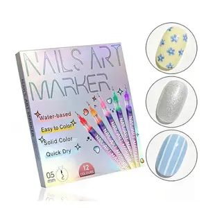 12-Color Nail Art Marker Set: Micro-Tip Waterproof Pens, Lasts 7-14 Days | DIY Salon Gel Nails at Home Kit for Beginners | Valentine‘s Day, Prom, Wedding Gift for Kids, Teens, Adults | with Free Video Tutorial