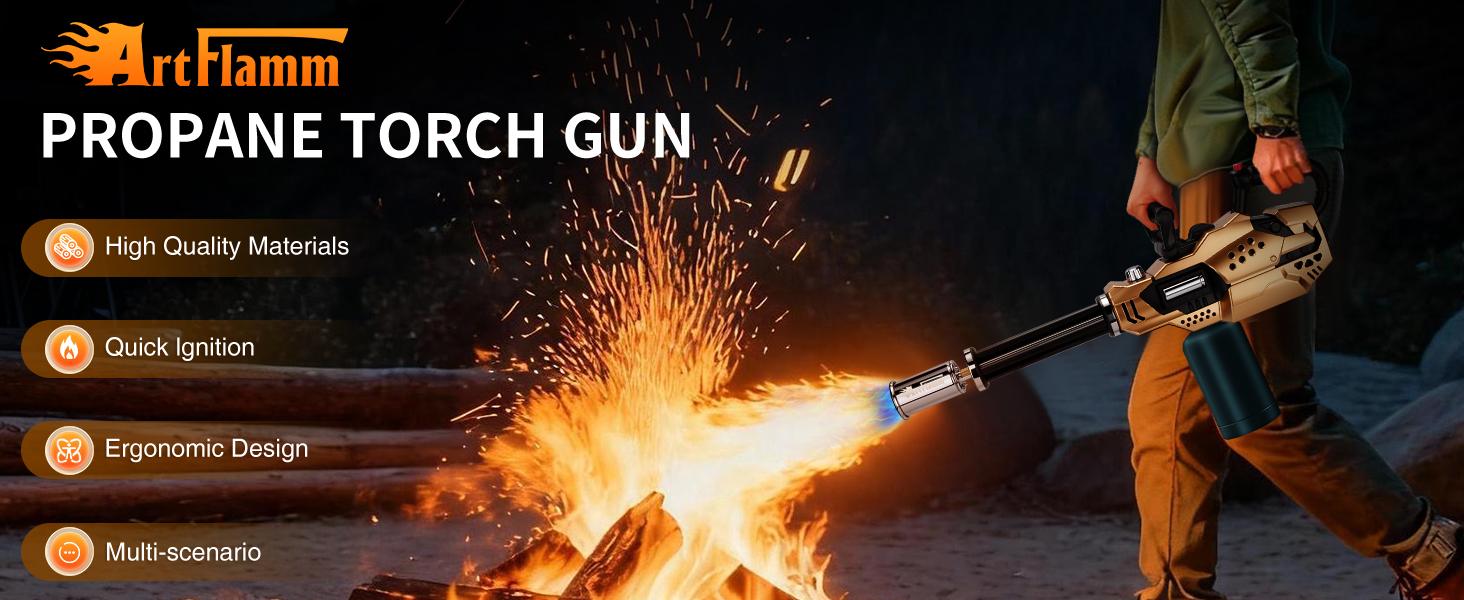 【FathersDayGift】ARTFLAMM Powerful Propane Torch , Kitchen Blow Torch Gun with Adjustable Flame, Detachable Cooking Torch for Searing Steak, Camping, BBQ, Welding (Tank Not Included) fathersdaygift