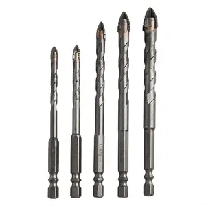 PETSTIBLE 5Pack Eccentric Drill Bits for Glass Tile, Special Crooked Tip Metal, 6/8/10/12mm Ceramic Concrete Drill Bit Set