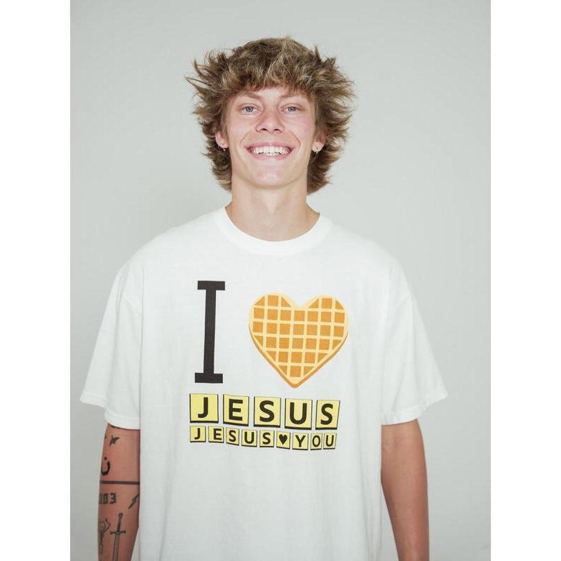 I Love Jesus Jesus Love You Waffle Comfort Colors Shirt, Bryce Crawford Merch, Christian Apparel Graphic Tee, Funny Christian Breakfast T-shirt, Unisex Casual 25   Inspirational Quote TShirt, Viral Unisex Comfort Colors rock