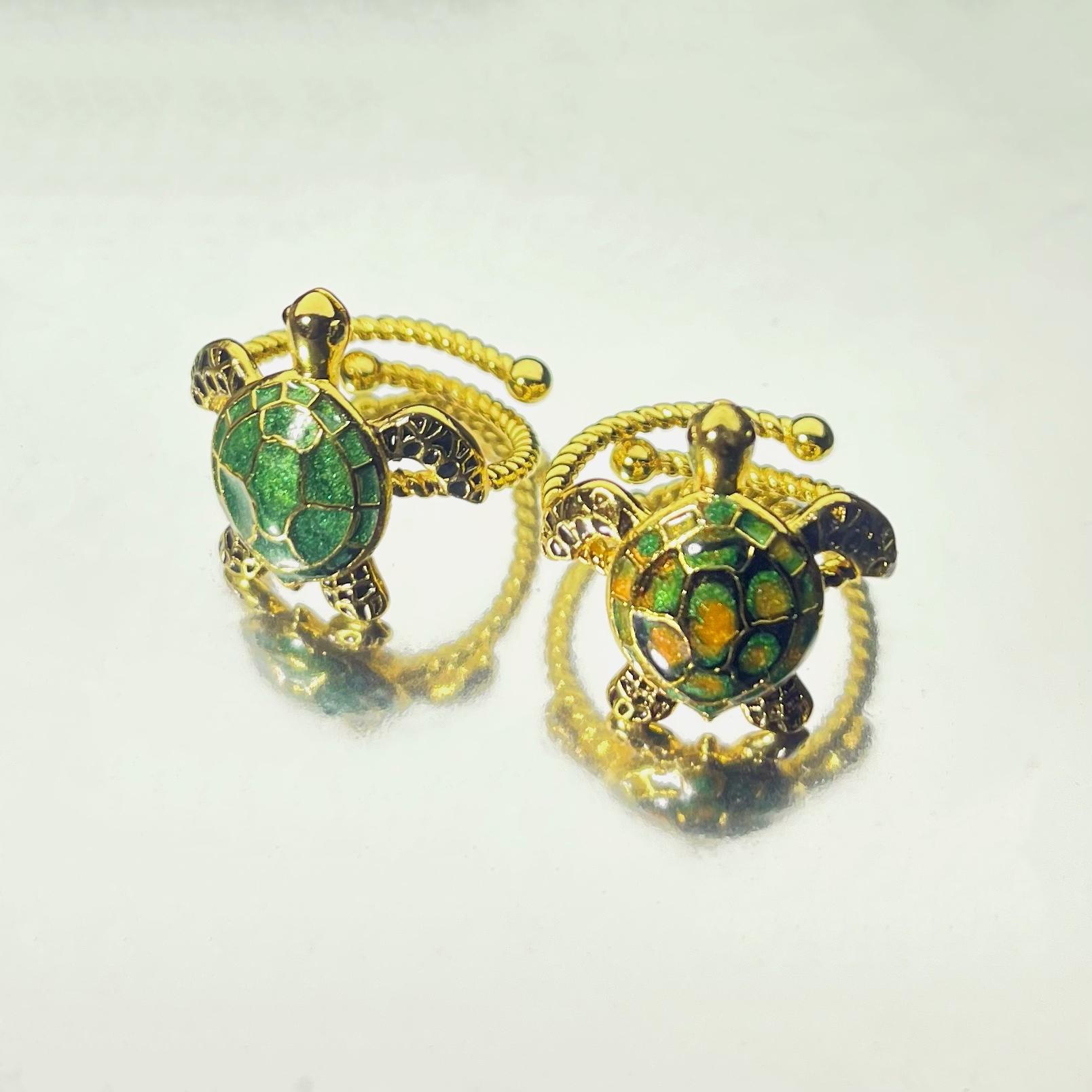 Lucky Turtle Ring-adjustable,Symbol of Ocean Wisdom, Beach Serenity, and Good Fortune for Couples or Friendship