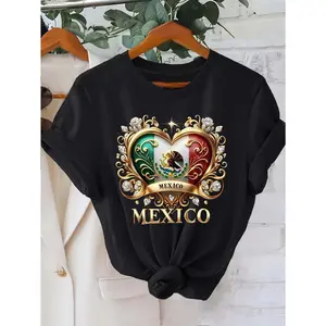 Mexico Women Graphic Tee Casual Short Sleeve T Shirt Round Neck Top 0714D 818