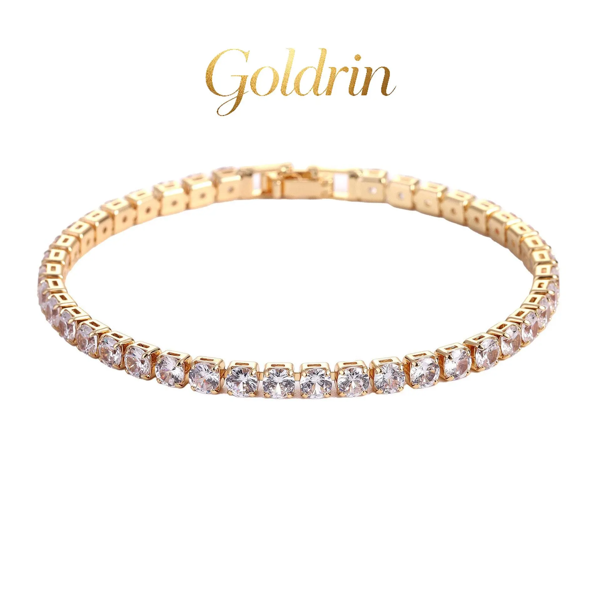 Unisex 4.0mm Zircon Hip Hop Tennis Bracelet - Sparkly Minimalist Luxury Fashion Accessory, Diamond Rhinestone Tennis Chain Bracelets & Bangles, Diamond Rhinestone Chain Bracelets & Bangles