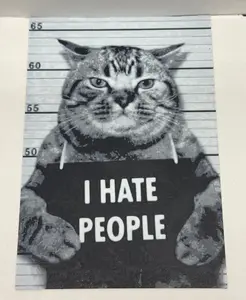 Funny Meme Cat "I Hate People" - 3D Printed (Painting)