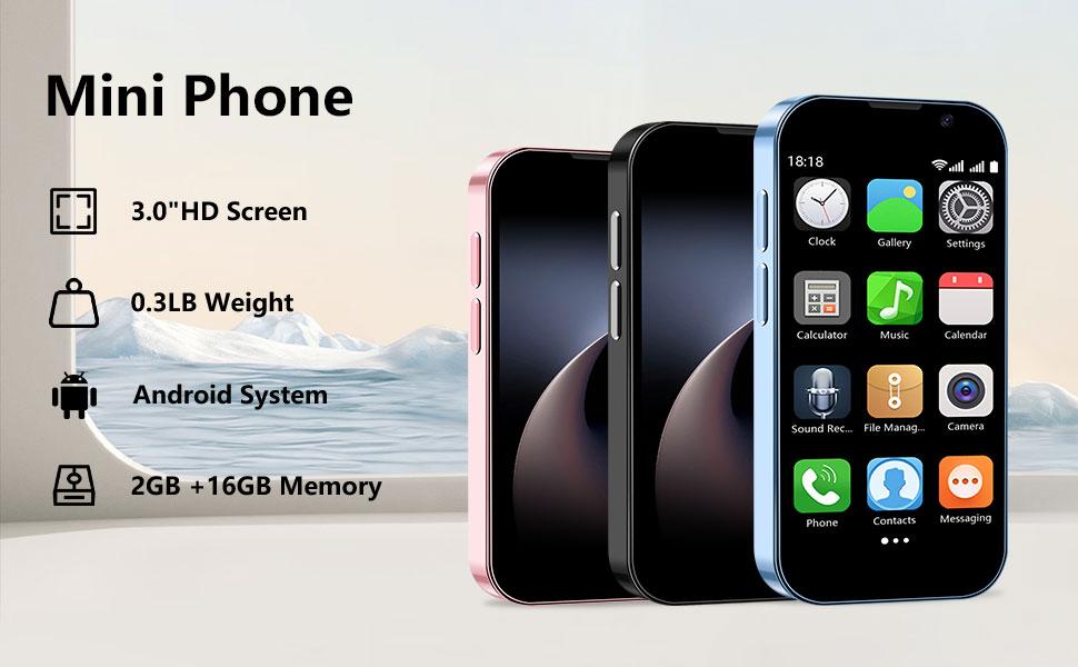 BLKE Mini Smartphone 3.0" HD Touchscreen Kids' ToyCellphone GPS Portable Lightweight Android SystemCapabilities 3P+5MP Dual Camera Setup Perfect Gift forKids Learning Tool 1000mAh notes to use 5V/1A adaptersonly 2.4GHz WiFi supported, No SiM Support