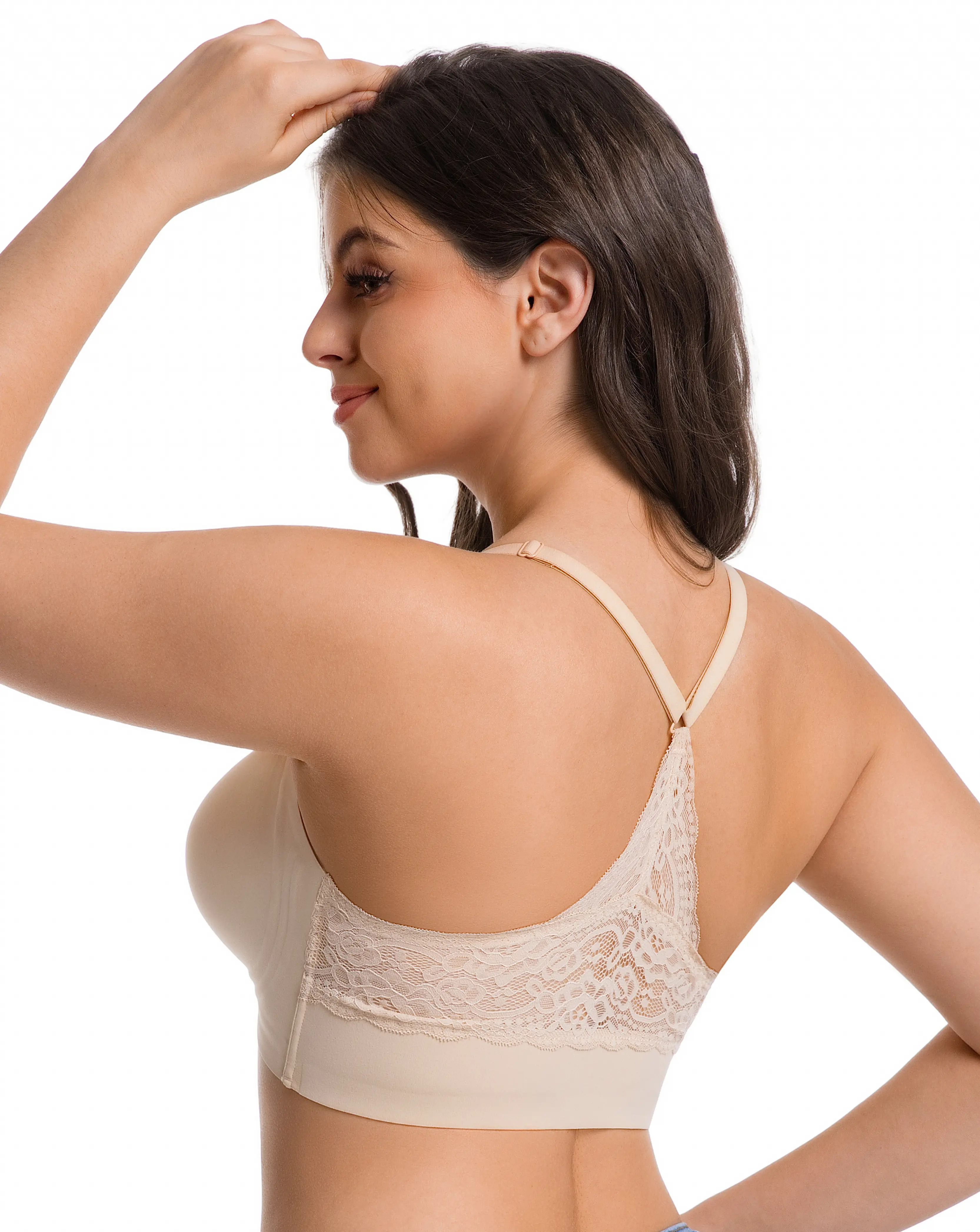 Lusait Women's Seamless Wireless Lace Bra Mothersdaygift Triangle Back Soft Jelly Bra Pullover Bra Seamless Wireless Lace Racerback Bralette Buttery Soft Comfort tiktokshopspringglowup,summerwins