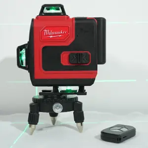 Milwaukee M12 16 Line Laser Level Vertical Horizontal Cross Line Layout  Construction Use portable tool bag green beam