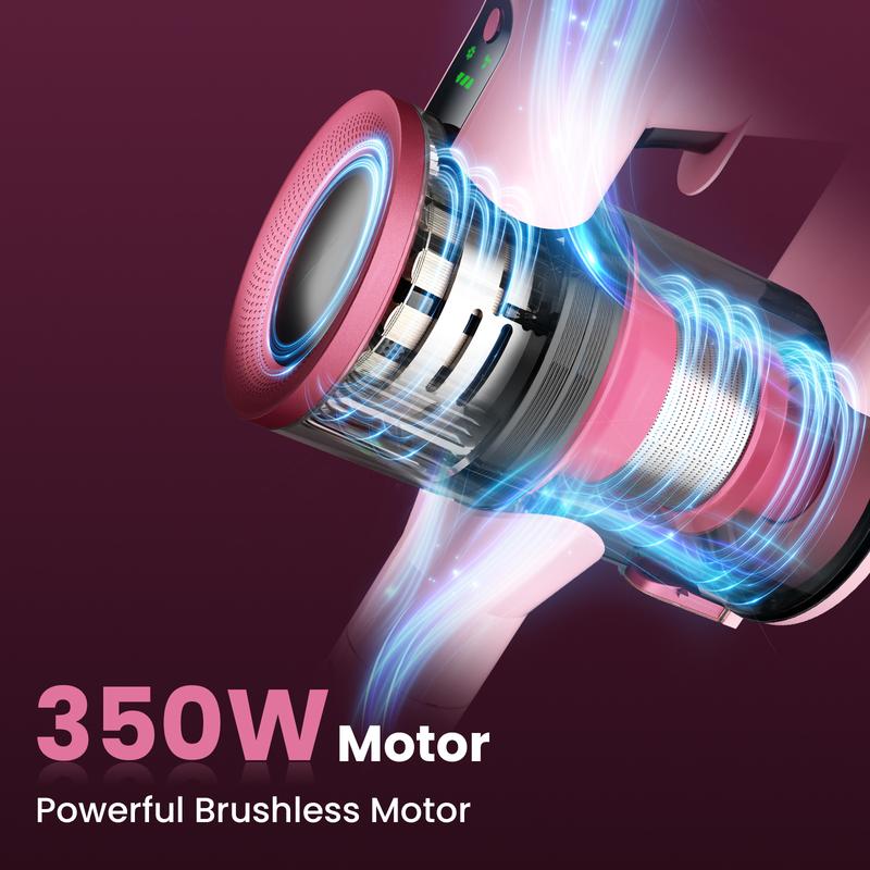 [FebFaves]S2 Cordless Vacuum, 50KPA Strong Suction & 55-Min Runtime, Anti-Tangle Rechargeable Stick Vacuum with Green LED for Easy Daily Cleaning , Lightweight 2-in-1 Handheld with Self-Standing Design for Floors, Carpets, Sofa, Tiles, Cars