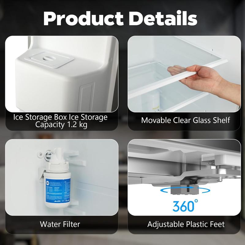 R.W.FLAME 20 Cu.ft. Large Refrigerator Fridge, 2 French Door Stainless Steel with Water Dispensor, Ice Maker for the Kitchen, Home