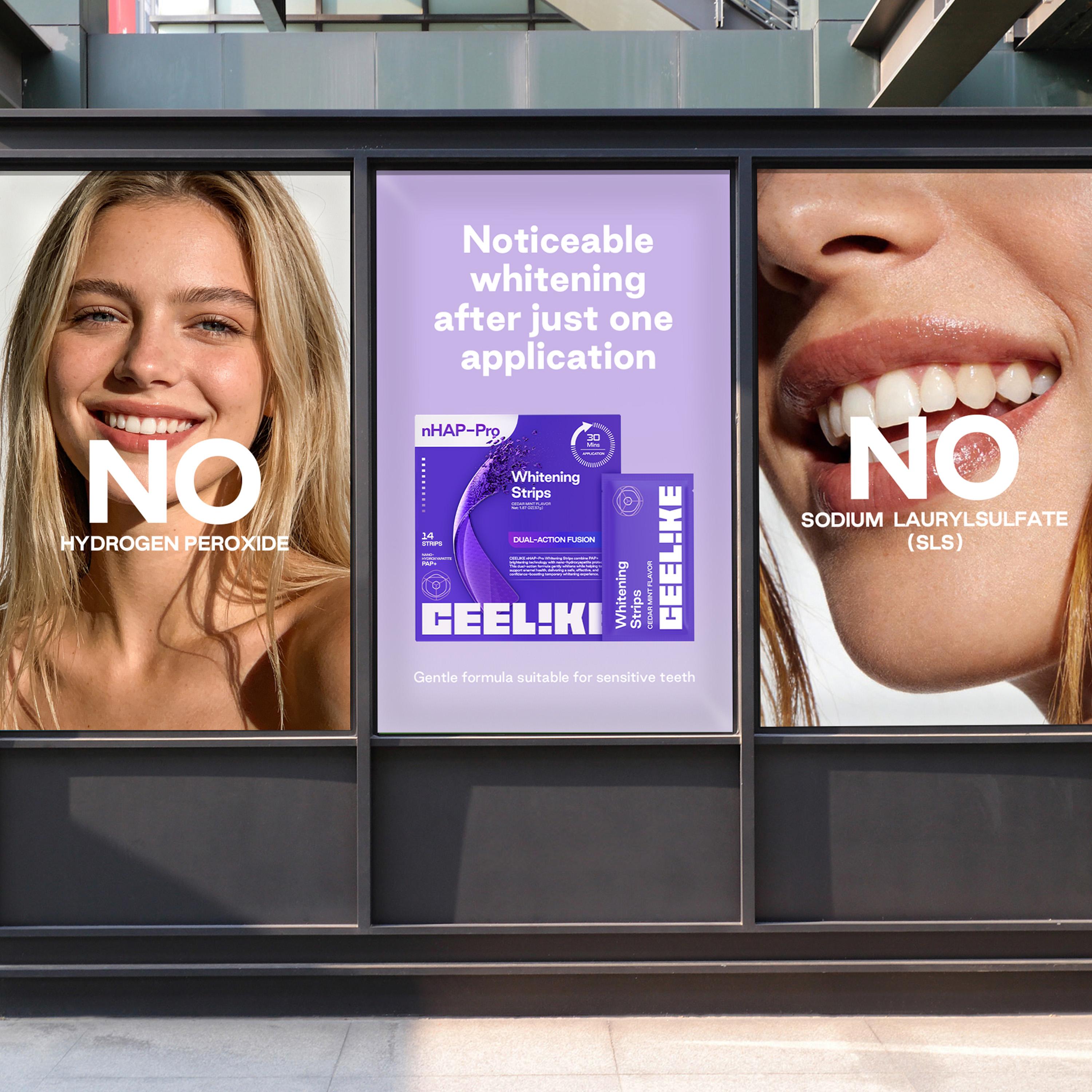 CEELIKE  Purple Teeth Whitening Strips  With Free Cheek Retractor - 7/21 Whitening Sessions -Nano-Hydroxyapatite Safe for Enamel - Non Sensitive Teeth Whitening - Peroxide-Free