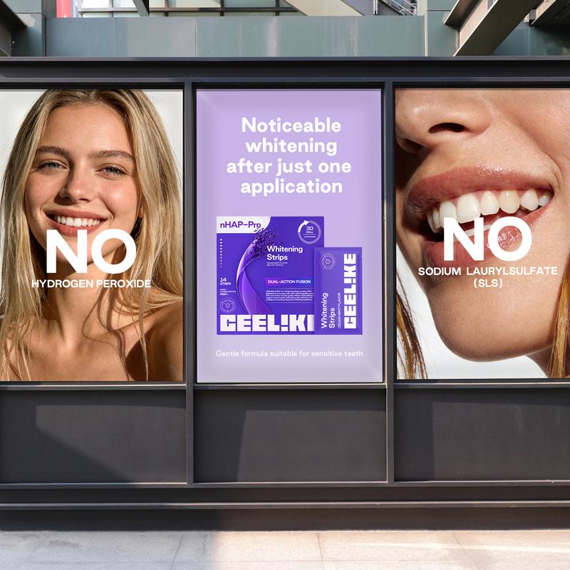 CEELIKE  Purple Teeth Whitening Strips  With Free Cheek Retractor - 7/21 Whitening Sessions -Nano-Hydroxyapatite Safe for Enamel - Non Sensitive Teeth Whitening - Peroxide-Free