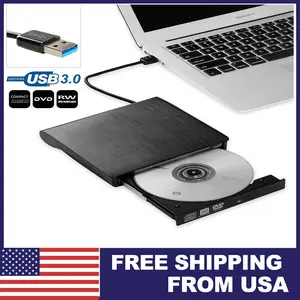 Slim External CD DVD RW Drive, USB 3.0 Burner and Player for Laptop, PC, and Mac, Compatible with Windows 11, Plug-and-Play Design for Easy Use Compact Portable