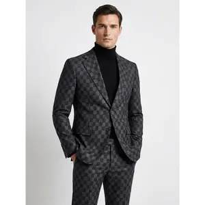 Black Checkered Slim Fit Suit