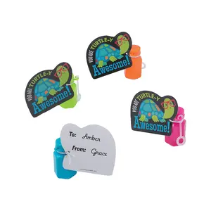 Bulk Mini Bubble Bottle & Turtle Valentine Exchanges with Card for 48