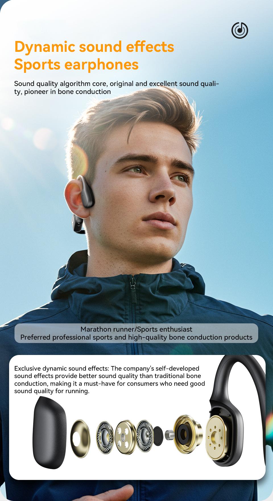 MZYMI i18Pro Bone Conduction Headphones IPX6 Bluetooth Earbuds Open-Ear Clip-On with 15H Battery Life Waterproof Ergonomic Hook Design for Daily Wear Halloween Christmas Gift