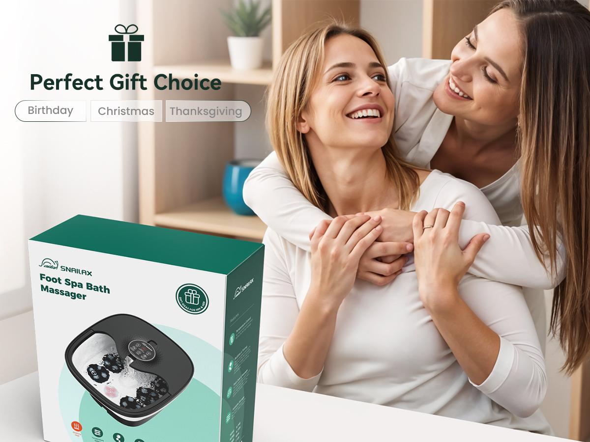 Snailax Foot Spa Bath Massager with Heat, Remote Control, Shiatsu Massage Rollers, Bubble, Temperature Control, Collapsible, Pedicure Foot Soaking Tub