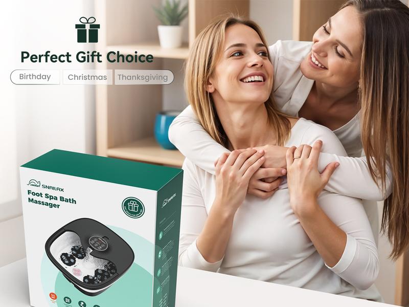 Snailax Foot Spa Bath Massager with Heat, Remote Control, Shiatsu Massage Rollers, Bubble, Temperature Control, Collapsible, Pedicure Foot Soaking Tub