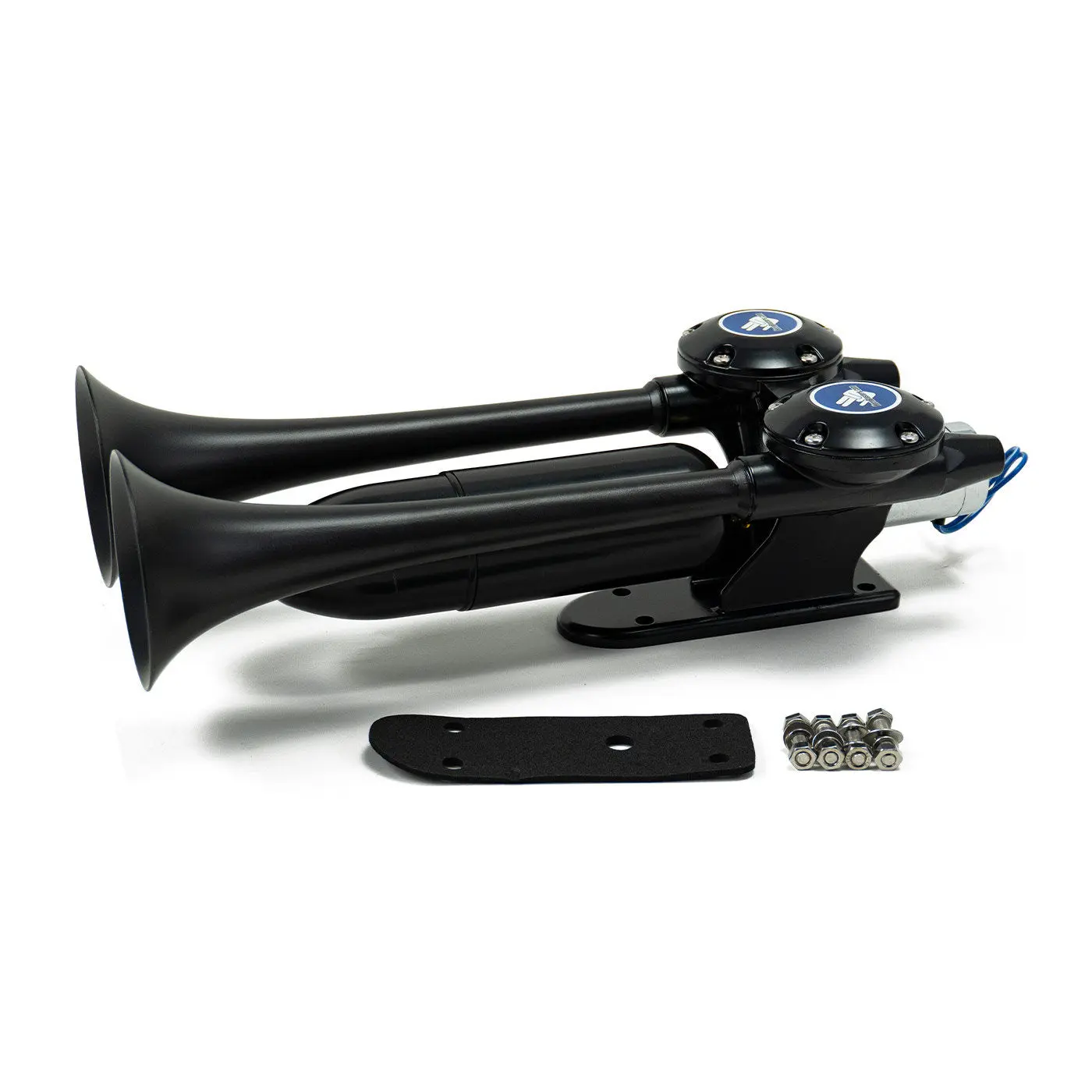 HornBlasters Super Echo Sound Air Horn - 12Vdc Twin Tone Horns & Accessories, Vehicle-Mounted, Dual-Chime Design, 1-Year Warranty for Cars & Trucks (24Vdc Compatible Option Available), 12/24Vdc