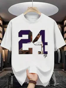 Kobe MVP, Men's T-Shirt, Size 24, American, Street Style, Fashionable, Loose Fitting, Short Sleeved, Topt,Oversized T-ShirtPrint Loose Oversized Round Neck Short Sleeve Women T-Shirt, Sleeved T-Shirt European And American Fashion Brand Printed Bottoming S