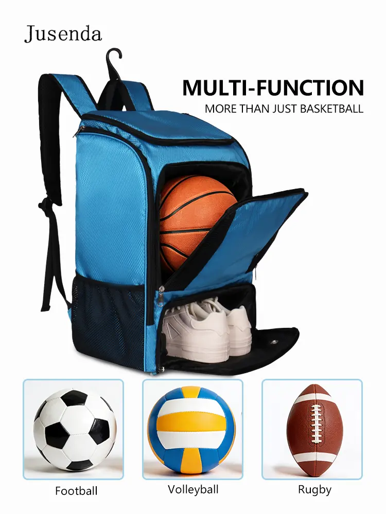 Jusenda Sports Backpack, High-Capacity Waterproof Travel Bag for Youth with Separate Shoe and Laptop Compartments, Holds Tennis & Pickleball Paddle, Multi-Compartment