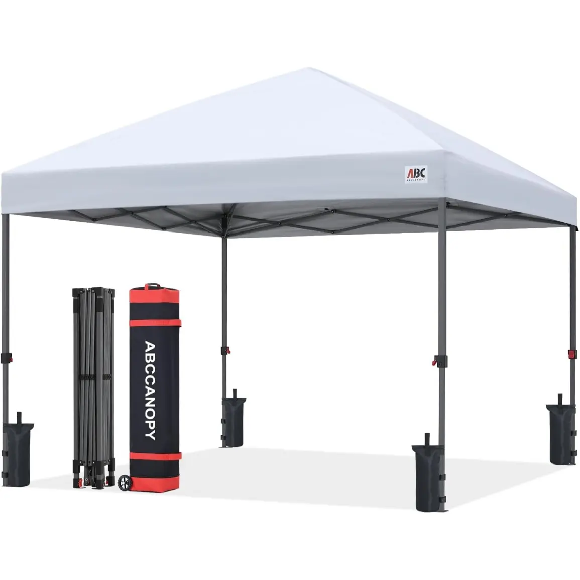 ABCCANOPY 10x10 Straight Leg Pop Up Canopy Tent - Fixed Size Low Frame Outdoor Shelter with Fabric Top, Outdoor Shade for Tailgating, Multiple Styles & Colors
